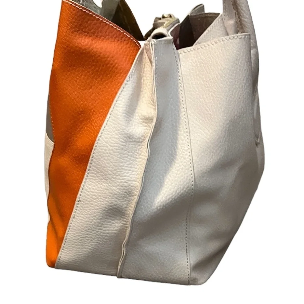 Aleanto Collezioni Genuine pebbled leather‎ Italian hobo Shoulder baTan & Orange